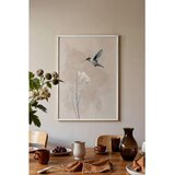 Wallxpert uramljena slika 115244, kolibri iznad belog cveta na bež akvarelnoj pozadini, 50 x 70 cm, beli ram | Eponuda.com