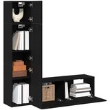  3-komadni zidni televizijski kabinet set Crni hrast Konstruirano drvo | shoptok.hr