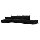 Mazzini Sofas Črna žametna kotna sedežna garnitura z ležalnikom (levi kot) Vanda – | Shoptok.si
