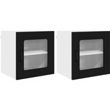 vidaXL Stenska kuhinjska omarica s polico 2 pcs Črna 40 x 31 x 40 cm | Shoptok.si