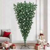 vidaXL Obrnjen umeten božičTree z nizom žogic Zelena 240 cm PVC | Shoptok.si