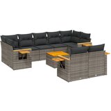  The Living Store Vrtna sedežna garnitura 10-delna z blazinami siv poli ratan - Vrtna Sedežna Garniture, (21460287) | Shoptok.si