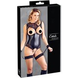 Cottelli Bondage - sjajno otvoreno tijelo s držačima za ruke (crno) - L | shoptok.hr