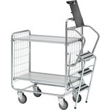 HelgeNyberg voziček z lestvijo SERIJE 100, 2 polici, DxŠxV 1020 x 460 x 1120 mm | Shoptok.si