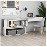  Kutni radni stol sjajni bijeli 200x50x76 cm konstruirano drvo | shoptok.hr