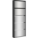  The Living Store Omarica za čevlje z ogledalom 5-nadstropna črna 63x17x169,5 cm - Omarica Za Čevlje, (21442348) | Shoptok.si