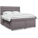 vidaXL Box spring postelja z vzmetnico siva 180x200 cm umetno usnje | Shoptok.si