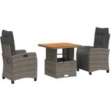  The Living Store Vrtna jedilna garnitura 3-delna z blazinami siv poli ratan - Vrtna Jedilna Garnitura, (21455460) | Shoptok.si