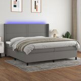 The Living Store Box spring postelja z vzmetnico LED temno siva 200x200 cm blago - Box Spring Postelja, (21521042) Cene