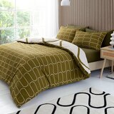 Catherine Lansfield Kaki zelena/bež posteljina za krevet za jednu osobu 135x200 cm Linear Curve – | shoptok.hr