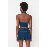 Trendyol Dark Blue Pleated Mini Denim Skirt | Shoptok.si