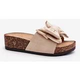 Kesi Women's slippers on a cork platform with a bow, beige Tarena