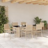  Blagovaonski stol i stolice u vrtu od 7 komada bež poli ratana | shoptok.hr