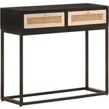 Maison Chic konzolna miza - miza ob steni črna 90x30x76 cm trden mangov les in železo, (21786335) | Shoptok.si