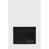 Calvin Klein Usnjen etui za kartice črna barva, K50K512074