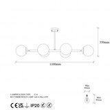 Opviq Stropna lampa FAZLI vintage, metal/ staklo, 110 x 40 x 35 cm, promjer kugli 15 cm, 6 x E14 40 W, Fazli - 10501 | shoptok.hr