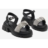 Resti Black women's sandals with cubic zirconias Pokio- Footwear Cene