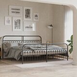  The Living Store Kovinski posteljni okvir z vzglavjem in vznožjem črn 193x203 cm - Posteljni Okvir, (21526365) | Shoptok.si