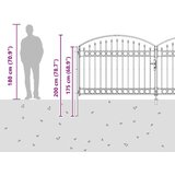 vidaXL Ograjna vrata ASSEN 401 x 200 cm Jeklo Siva Zaklenljivo, (5000300971) | Shoptok.si