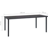  Jedilna miza antracitna 190x90x74 cm jeklo | Shoptok.si