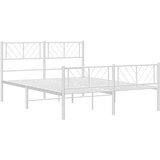 vidaXL Metalni okvir kreveta uzglavlje i podnožje bijeli 135 x 190 cm | shoptok.hr