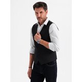 Ombre Men's suit vest with classic detailing and lining - black Cene