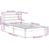 vidaXL Posteljni okvir z vzglavjem voščeno rjava 75x190 cm borovina | Shoptok.si