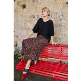 Marisse Black Floral Midi Skirt Cene