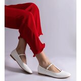 Gemre White patent ballerinas with strap Marseille Cene