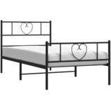  Metalni okvir kreveta uzglavlje i podnožje crni 75x190 cm | shoptok.hr