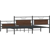Metalni Kovinski posteljni okvir brez vzmetnice rjavi hrast 200x200 cm, (21829518) | Shoptok.si