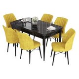 Hanah home Set Trpezarijski sto i 6 stolica Eva, žuto-crna | Eponuda.ba