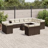  13-dijelni set vrtnih sofa s jastucima smeđi od poliratana | Eponuda.com