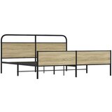 Metalni Kovinski posteljni okvir brez vzmetnice sonoma hrast 200x200 cm, (21611042) | Shoptok.si