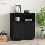 vidaXL Komoda črna 70x34x80 cm trdna borovina Cene