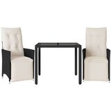 3-dijelni bistro set s jastucima crni od poliratana | shoptok.hr