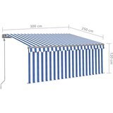  Automatska tenda s roletom i senzorom LED 3x2 5 m plavo-bijela | shoptok.hr