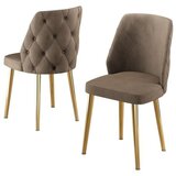 Hanah home set trpezarijskih stolica Leja 6 kom, kapućino tkanina Babyface, zlatne metalne noge | Eponuda.com
