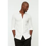 Trendyol White Men's Slim Fit Shirt Collar Epaulette Shirt Cene
