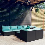 vidaXL 8-dijelna vrtna garnitura od poliratana s jastucima crna | shoptok.hr
