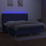  Box spring postelja z vzmetnico LED modra 200x200 cm blago, (20999444) | Shoptok.si