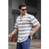 Madmext Men's Gray Striped Short Sleeve Shirt 6730 Cene