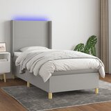 vidaXL Krevet box spring s madracem LED svjetlosivi 90x190 cm tkanina Cijene