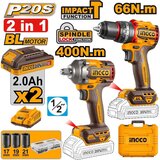 Ingco CKLI20275E akumulatorska bušilica 66 nm + akumulatorski udarni odvrtač 400 nm | Eponuda.com