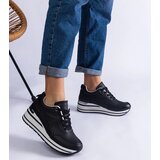 Gemre Black sneakers adorned with glitter and metallic insert Ursula | Shoptok.si