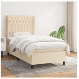  Krevet s oprugama i madracem krem 90 x 190 cm od tkanine | shoptok.hr