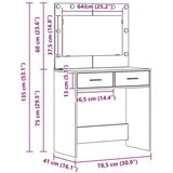  Toaletni stol s LED svjetlima Bijela 78 5x41x135 cm | shoptok.hr