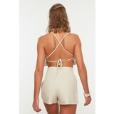 Trendyol Beige Linen Look Shorts & Bermuda siva | braon | krem | ePonuda.com