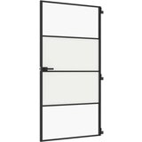 vidaXL Notranja vrata ozka črna 102,5x201,5 cm kaljeno steklo aluminij | Shoptok.si