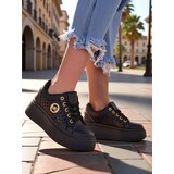 Resti Aurelia Nero - Black platform made of eco-leather, model LH201-8 | Shoptok.si